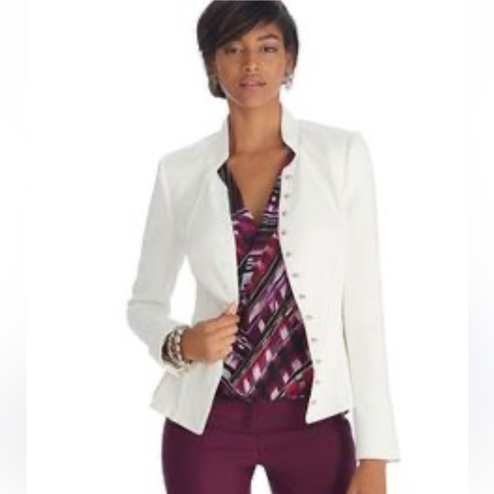 WHBM Ivory Military Officer Crepe Jacket Blazer 4P $200 NWOT